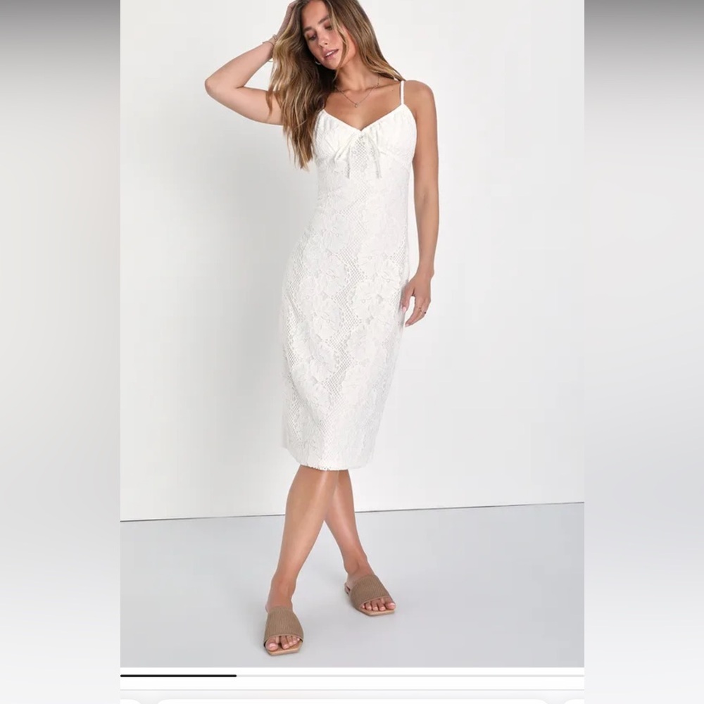 Lulus white crochet lace midi dress